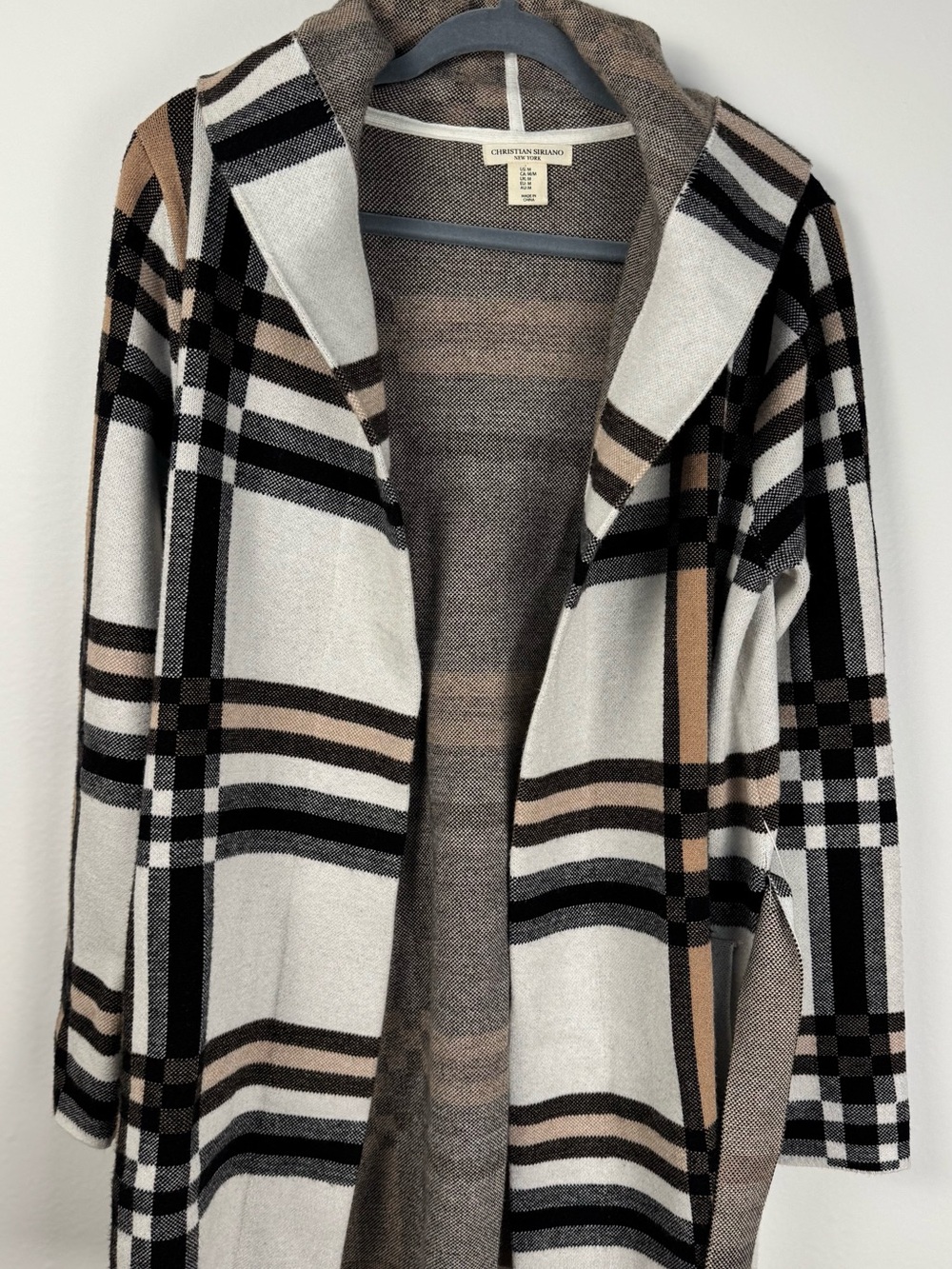 Christian Siriano Plaid Hooded Wrap Cardigan Sweater M - Picture 9 of 15